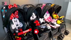 🔥พร้อมส่ง🔥 ที่คาดหลังคา ตกแต่งรถเข็นเด็ก ลายการ์ตูน Minnie Mouse ลิขสิทธิ์แท้ 100% แผ่นตกแต่งหลังคารถเข็นเด็ก น่ารัก สดใส