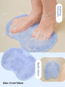Foot Rubbing Mat Foot Washing Mat Silicone Non Slip Bean Bag Bath Rubbing Gadget Bathroom Massage Brush Frame Feet Suction Cup Pad