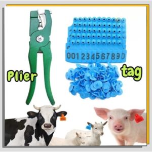 Ear Tag Pliers Stainless Steel Ear Tagger Animal Ear Tag Applicator Plier with Number Ear Tags for Cow Cattle Sheep Pig