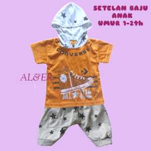 Setelan Baju Anak Laki - Laki Ukuran 1-2th Bahan Lembut Nyaman Buat Anak