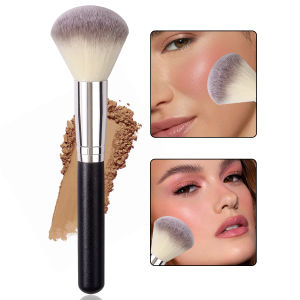 Multi-functional three-color bristle blush brush contouring brush synthetic fiber wooden handle professional makeup brush