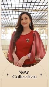 เสื้อผ้าไหม 4เส้น คอกลมประดับมูก เกรดพรีเมี่ยม งานสวยหรู เสื้อผ้าผู้หญิง ดีไซน์ BySunSmile