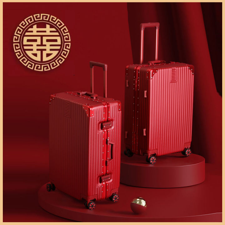 Wedding Luggage Bridal Suitcase Red Leather Suitcase Bride Trolley Case
