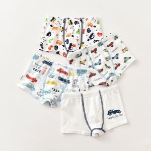 Boys Breathable Cotton Boxer Shorts Childs Comfortable Underwear Flat Angle Pants Elastic Four Corner Briefs for Kids