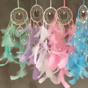 Nordic Dream Catcher Wall Decor – Aluminum Tube Wind Chime Pendant for Girls Room | Aesthetic Hanging for Homestay & Home Interiors | On hand stock Available Hanging Dream catcher feather wall decor