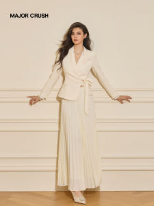 French Style Moonlight V-Neck Dress Suit White