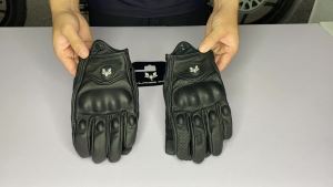 Vintage Genuine Leather Perforated Motorbike Gloves Men Women Retro Summer Breathable Motorcycle Motocross Racing Street Gloves
