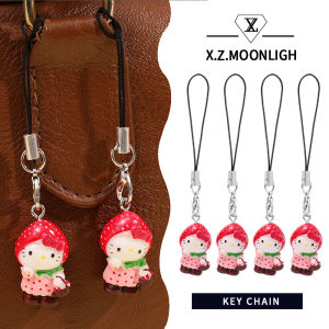 X.z. MOONLIGH Strawberry Hello กระเป๋าลายแมว Charm-เครื่องประดับรูปกุญแจตุ๊กตาการ์ตูนน่ารัก DIY สำหรับกระเป๋าและเป้สะพายหลังสไตล์น่ารักคาวาอี้