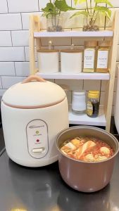 MAIMEITE Rice Cooker Mini Penanak Nasi Mini Multifungsi Panci anti lengket penanak nasi 0.8L