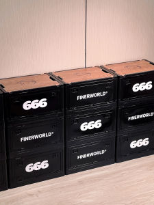 Finerworld Outdoor Camping Foldable Storage Box Wooden Cover Car Mounted Home Decorative Item Travel Essential Organizer