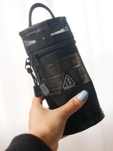 กระเป๋าใส่เครื่องสำอางขนาดใหญ่แบบพกพาสำหรับผู้หญิง กระเป๋าเก็บของสีดำ ความจุขนาดใหญ่ วัสดุตาข่าย แบรนด์ FALASHINE