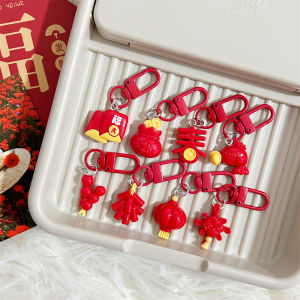 พวงกุญแจตรุษจีนจีน4ชิ้นโคมไฟกระเป๋าเทศกาลฟูสีแดงพวงกุญแจจีนโชคดีจี้คู่2025ของขวัญเทศกาลฤดูใบไม้ผลิ