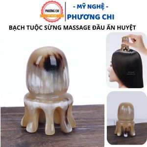Massage Đầu Bạch Tuộc Chân Tròn Bằng Sừng Dùng Day Ấn Huyệt Mát Xa Đầu Thư Giãn | Mỹ nghệ phương chi