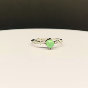 Turquoise Silver-Plated Ring with 5mm Turquoise Gemstone – White Finish (ADJUSTABLE RING)
