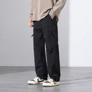 Giữa Eo Nam Quần Ống Suông Polyester Lông Cừu Quần Dài Thể Thao Màu Đen Thời Trang Chống Gió Quần