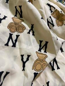 1m3 x 1m5 vải lụa mango KhangThinhGia hình gấu mềm mát co giản may bộ váy áo đồ bé khổ 1m5 (S16)