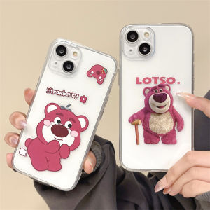 Cute Cartoon Strawberry Bear Silicone Phone Case for  14Promax 13 Womens 12Mini Full Cover 11 Soft Shell 17/XR Transparent 16 Anti-Fall 8Plus Clear 7 Protective Case 15U