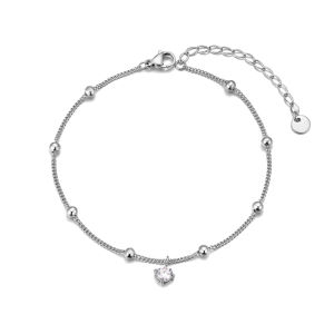 Lokaer Stainless Steel 18K Gold Plated Stylish Anklet for Women Exquisite Cubic Zirconia Chain Waterproof Summer Jewelry A24013