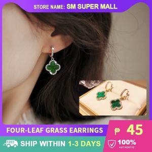 【Exquisite】2023 New Four-leaf Dangle Earrings Elegant Light Luxury Zircon Clover Hoop Earrings for Women Jewelry Gift Accessories