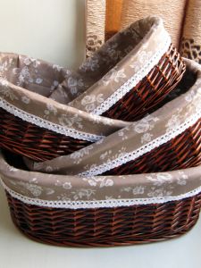 Rattan Woven Storage Basket Cloth Art Living Room Desktop Snacks Toys Remote Control Organizer Basket European Style Storage Box