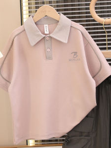 Pure Cotton Summer Outfit for Boys 2-Piece Set Short Sleeve Polo Shirt And T-Shirt for Middle And Large Children in Hong Kong