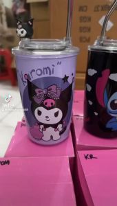 DXUU Tumbler Tahan Panas Dingin Karakter Lotso Stawberry Bear Sanrio Kuromi Melody Cinnamoroll Pompurin stitch Mickey / Termos Mug Coffee & Tea Dengan Sedotan Stainless