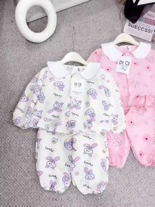 Bộ pijama cho bé gái dài tay thỏ tím sz 10-20kg đồ ngủ cho bé gái dài tay thu đông