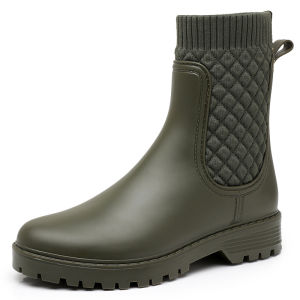 Short Tube Rain Boots Women Adult Fashion Non-Slip Rain Boots Lightweight Flats Anti-Slip Rain Boots Low Ankle K-style Wear-Resistant Rubber Shoes Women