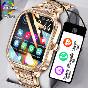 New Luxury Smart Watch Women 1.75" HD Display Heart Rate Sport Fitness IP68 Waterproof Bluetooth Call Smartwatch For Lady Gift