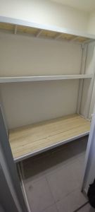 Helper room bed frame with top shelf customize singapore /utility/store room/bomb shelter