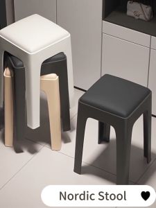 💒【Spring Garden Furniture Store】💒Dining Chair Plastic Stool Living Room Chair Space Saver Round bedroom chair Nordic style Kitchen & Dining Furniture > Dining Chairs