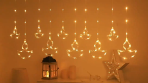 【3Colors 11Mode】5M Diya Lights 158LED Diwali Deepavali Lights Led Light strip In/Outdoor Party Curtain For Indian Deepavali Decoration