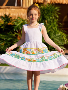 PPTOWN | Flared Skirt Princess Dress With Puff Sleeves For Summer Vacations