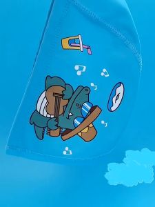 Kids Safety Cartoon Pu Coating Swimming Cap Elastic Waterproof Pool Beach Children Topi Renang Budak