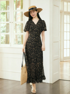 Elevating Summer Dress Lantern Sleeve Chiffon Jasmine Style