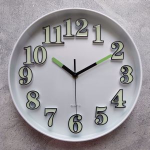 Jam Dinding Minimalis Polos Angka Timbul Glow in the dark Menyala Dalam Gelap