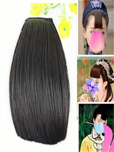 Black Bangs Wig for Brides High Temperature Silk Fake Hair Heart Shaped Kids Forehead Curtain Stylish Face Shaping Accessory