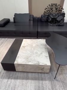 Bàn trà sofa bàn phòng khách bàn cafe nội thất nhập khẩu mẫu bàn Kris đá cẩm thạch hình vuông kiểu Ý tối giản