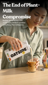 Oatside Barista Blend Oat Milk 1L Home Barista Coffee Milk - Vegan Non Dairy Plant Based Milk