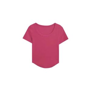 YUEZHONGWEI | Pink U-Neck Short Sleeve Ice Silk Knitted T-Shirt Women Summer Slimming Top Comfortable Breathable Commute Style Korean Version
