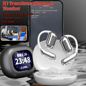 AI Translator Bluetooth Headset Smart Touch Screen Open Headset Noise Reduction Waterproof Lightweight Headphones
