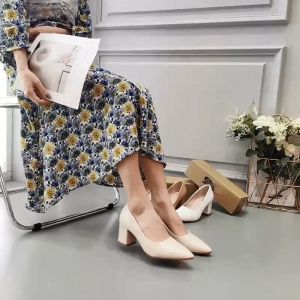 2 inch smooth leather close pointed toe heels for women school
