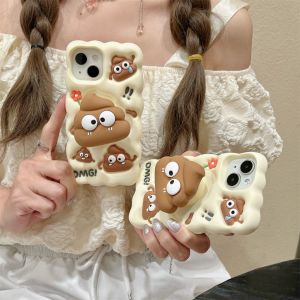 ♥Ready Stock +FREE Shipping+COD♥3D Cartoon Funny Poop Holder Phone Case for iPhone 15 14 13 12 11 Pro Max Lovely Silicone Soft Cover Camera Protection