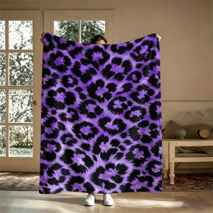 Purple Black Animal Spots Flannel Blanket Soft Warm Christmas Halloween Blanket for Lightweight Cozy Room Home Decor Gifts