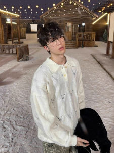 Áo Len POLO Cổ Polo Kẻ Caro Rộng Rãi Cho Nam Mùa Thu Đông Thiết Kế Thoải Mái Cổ Polo Kẻ Caro Phong Cách Hàn Quốc