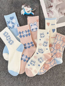 Tube Socks Students Socks Children Ins Tide Easiest for Match Good-looking Mori Cute Rabbit White Long Socks Sweet Childrens Socks