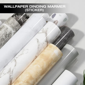 Wallpaper Stiker Dinding Motif Marmer dan Wallpaper Keramik untuk Interior Dapur