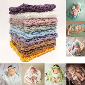 Newborn Photography Props: Fine Grid Elastic Fabric Mat & Milestone Wrap