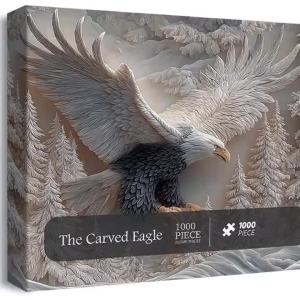 3D Carved Eagle Jigsaw Puzzle 1000 Pieces - Realistic Relief Art Puzzle for Adults Challenging Animal Shape Puzzle Home Decor