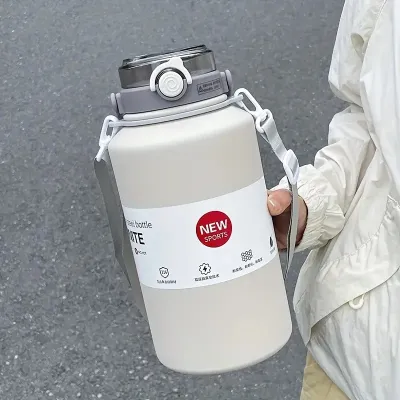 2L/ 67.63oz Large Capacity Stainless Steel Insulated Tumbler with Handle Ice-Keeping and Thermal Straw Sports Water Bottle
